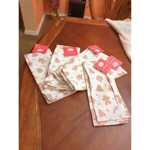Holiday Time Set Of 5 Gingerbread Kitchen Towels New 100% Cotton